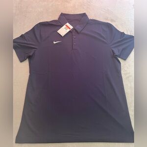 Nike Golf Polo Shirt Mens Large Dri-Fit Navy Blue Performance Stretch New